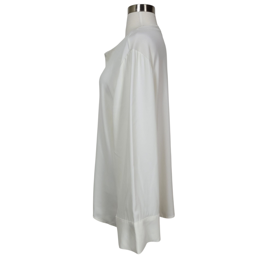 Ann Taylor Women's Cream Kimono Sleeve Chiffon V-Neck Tunic Minimalist Top XL - Picture 2 of 7